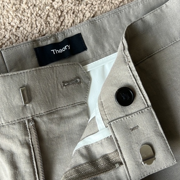 Theory Curtis Linen Blend Shorts Tapir Brown Taupe - Picture 8 of 10